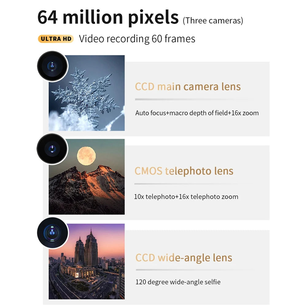 Digital Zoom 3 Inch HD 4k 64MP Touch Screen 16X Camera